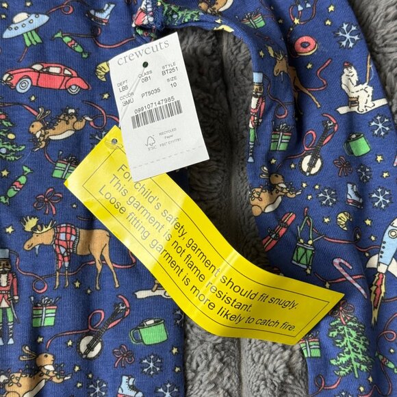 NWT J. Crew crewcuts Navy Winter Print Kids Pajama Set Size 10 - Picture 4 of 8